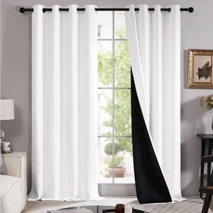 Set of 2 Blackout Curtains Pure White 2 panels 52x84 inches
